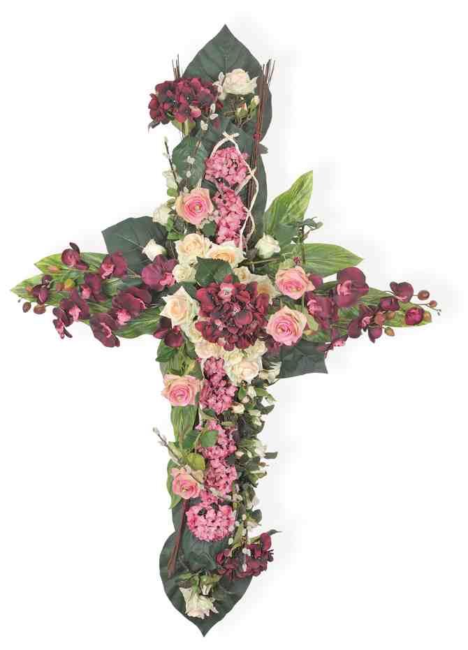 fleur en forme de croix pour ornement cercueil 