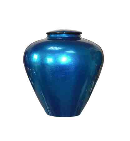 Urne funéraire en céramique laquée bleu